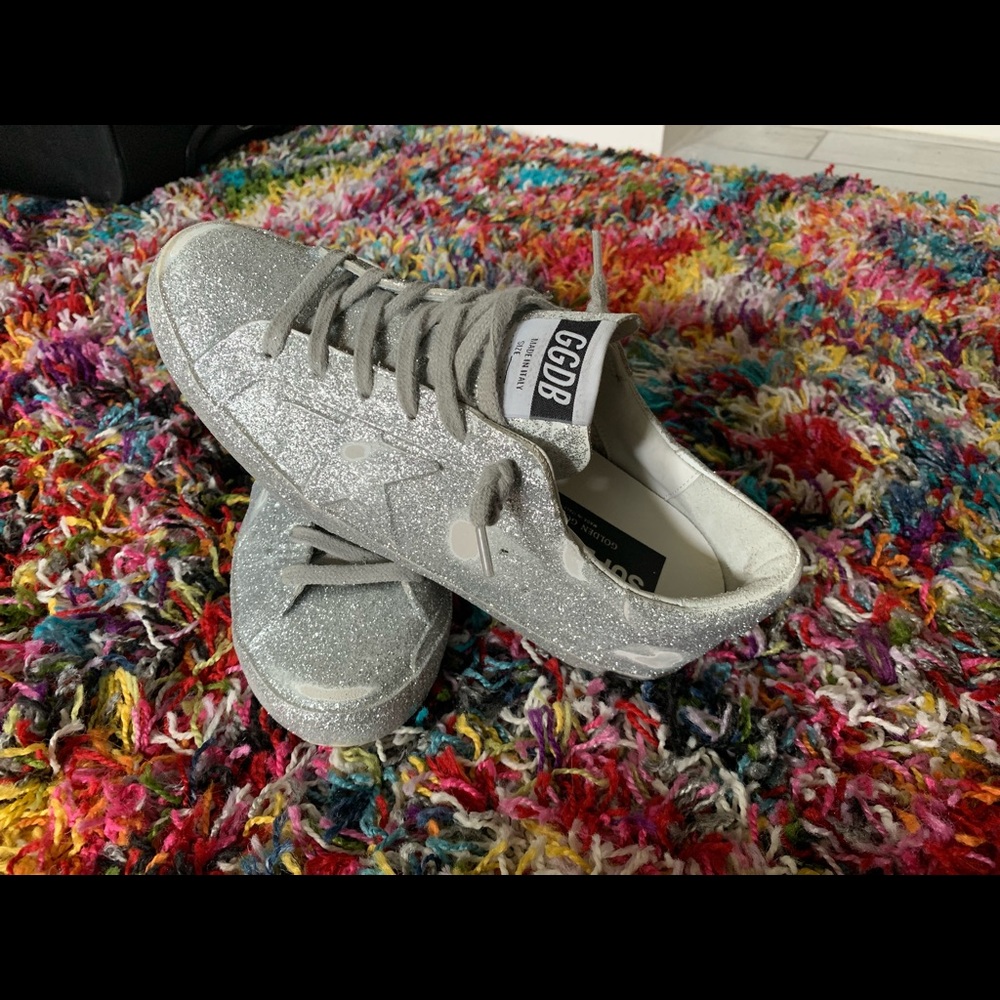 Golden Goose Super Star Silver Leather All Over Glitter Dust